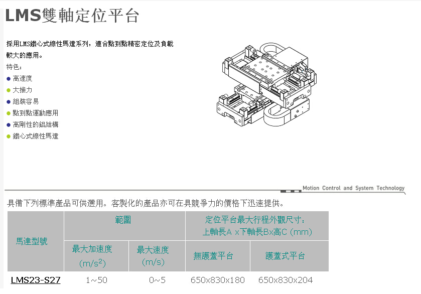 LMS雙軸定位平台